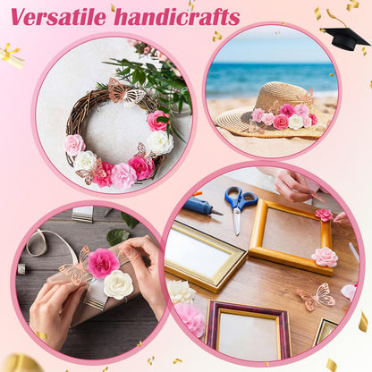 Gersoniel 34 Pcs DIY Graduation Cap Decorations Kit Included Artificial Flowers Inspirational Cardstock 3D Butterfly Alphabet Letter Stickers for 2026 Grad Party DIY Hat Grad Cap Topper(Pink)