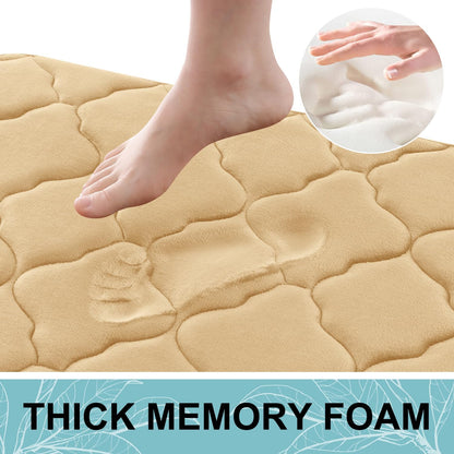 OLANLY U-Shaped Memory Foam Toilet Rugs 24x20, Ultra Soft Non-Slip Thick Bath Mat, Machine Wash Dry, Beige