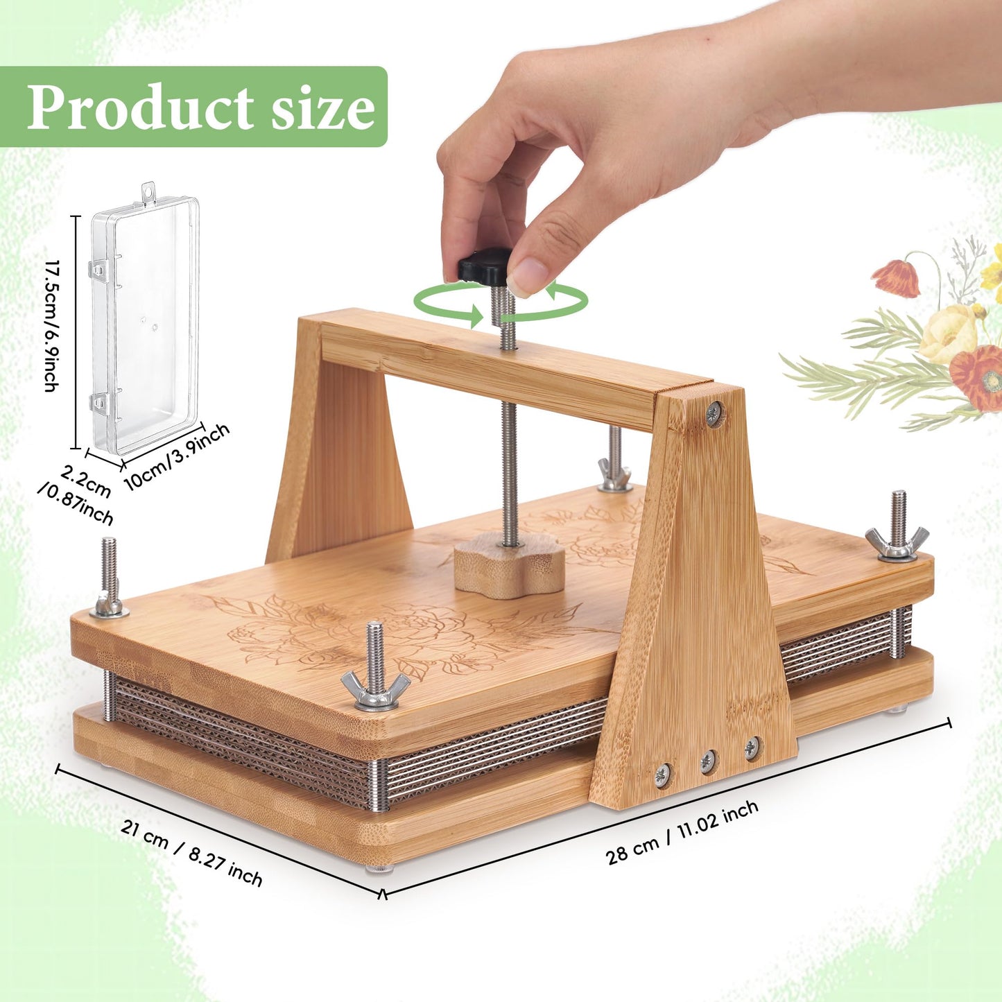 MLLNFUE Large Wooden Flower Press Kit, 11" x 8" Multi-Layer Plant Press for Dried Flowers, DIY Botanical Art and Craft Tool