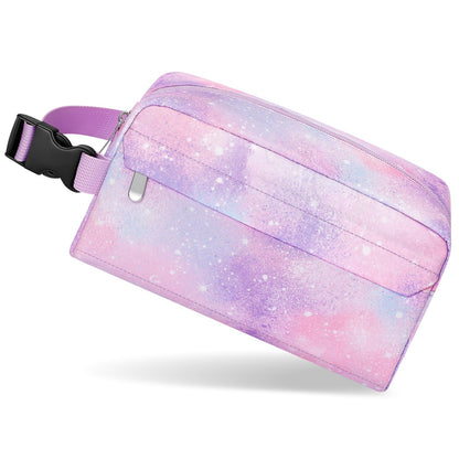 Neverwhy Small Insulated Snack Bag Lunch Box,Collapsible Reusable Small Lunch Bag with Snap Buckle Handle for Beach Travel Picnic,Pink Starry Sky 5-Can(3L)