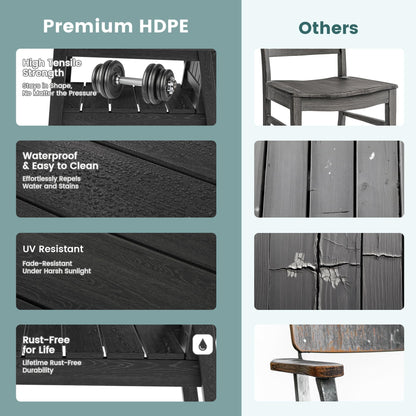 Pamapic 5 PCS Outdoor Dining Set, Spacious HDPE Outdoor Table and Chairs, Wood Grain Patio Furniture Sets with Elegant Armrest, All-Weather Patio Dining Table with Umbrella Hole, Black