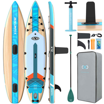 ZLX 11'6" Extra Wide Inflatable Paddle Board, Touring Stand Up Paddleboard, Fast-Tracking SUP for Long-Distance, Stable Center Fin, Portable Backpack & Accessories for Adults, 500lb/3 People/Family