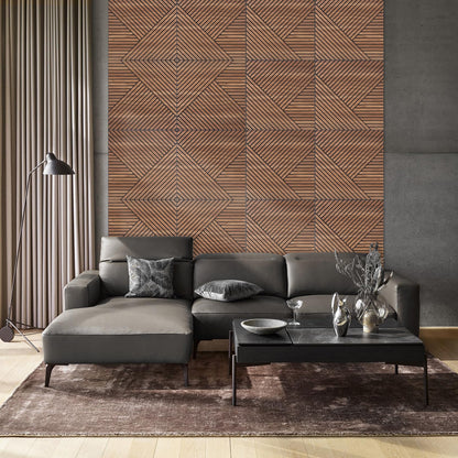 GreenClad 3D Peel and Stick Acoustic Wall Panels – 8 Pack Self-Adhesive Wood Pattern Soundproof Panels 23.6” x 23.6” for Interior Wall Decor, Bedroom, Living Room, Office (Golden Maple)