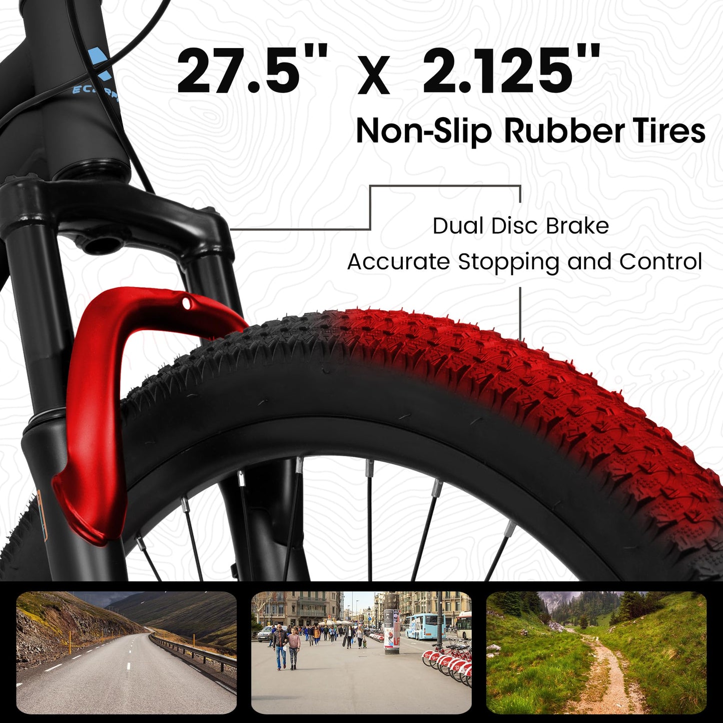 Rycheer 27.5 Inch Men Boys Mountain Bike Full Suspension, 21 Speeds Steel Mountain Bike, Disc Brakes, Adult Sport Bicycle for Trail Snow Commuter City Road