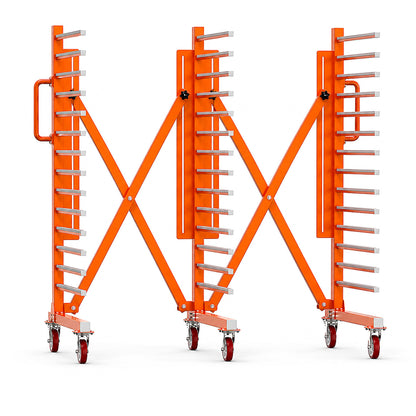 Vazcor Paint Drying Rack for Cabinet Doors, 15-Level Heavy Duty Rolling Paint Rack, Expandable Woodworking Drying Rack for Trim & Panels, Reinforced 2.0mm Steel Frame with 5" Casters