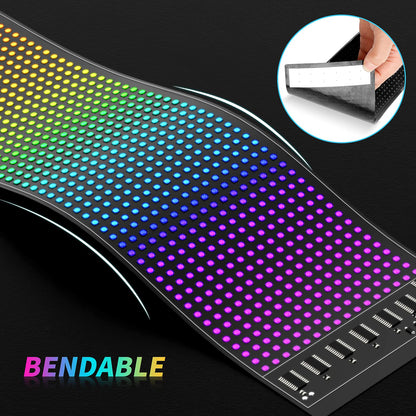 RAYHOME Scrolling Bright Advertising LED Signs, Flexible USB 5V LED Car Sign Bluetooth App Control Custom Text Pattern Animation Programmable Display for Store Car Bar Hotel (15''x4'')