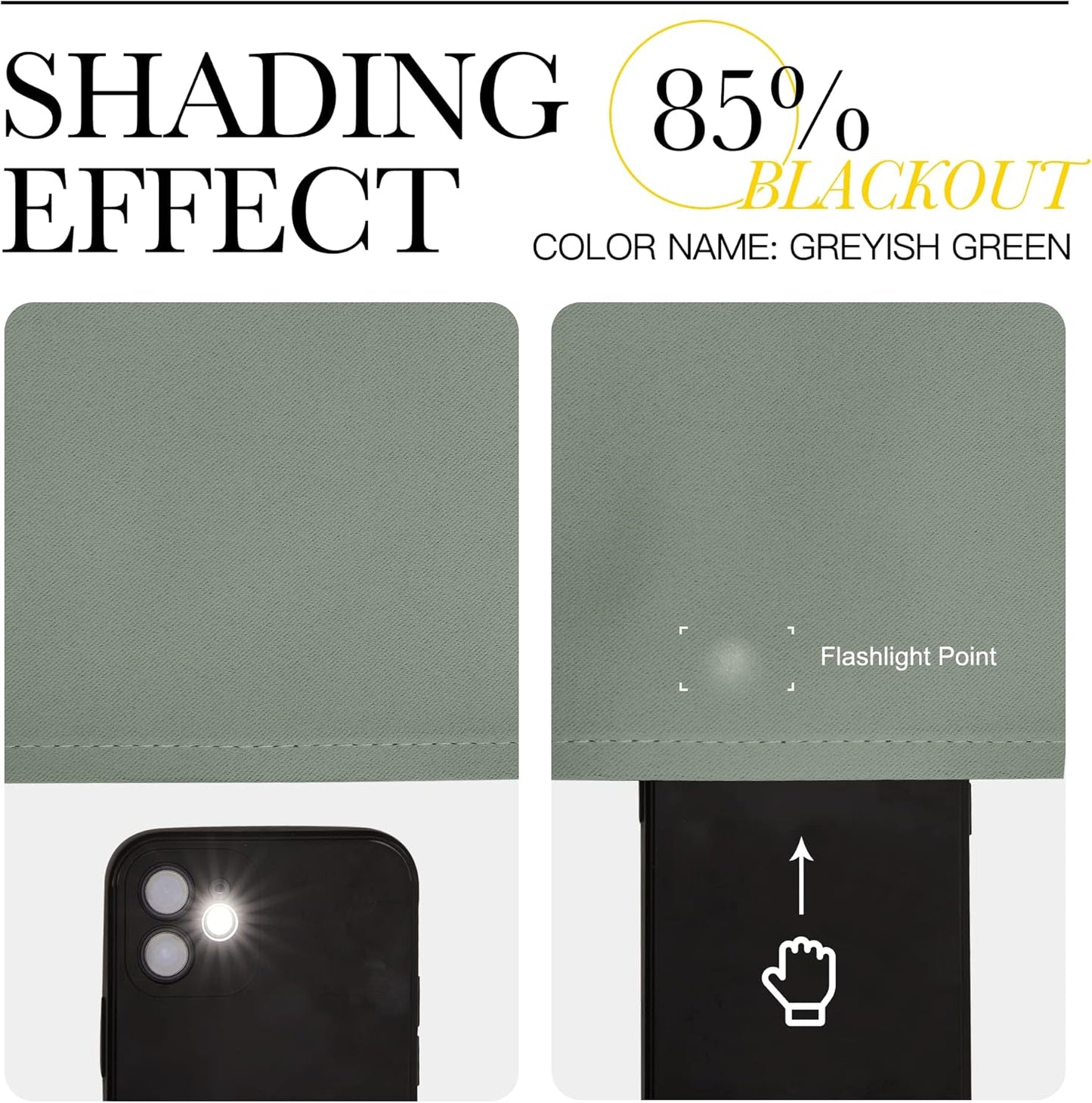 NICETOWN Greyish Green Blackout Curtains - 86" Long | Sound Reducing & Energy Efficient | 55" Wide, 2 Panels
