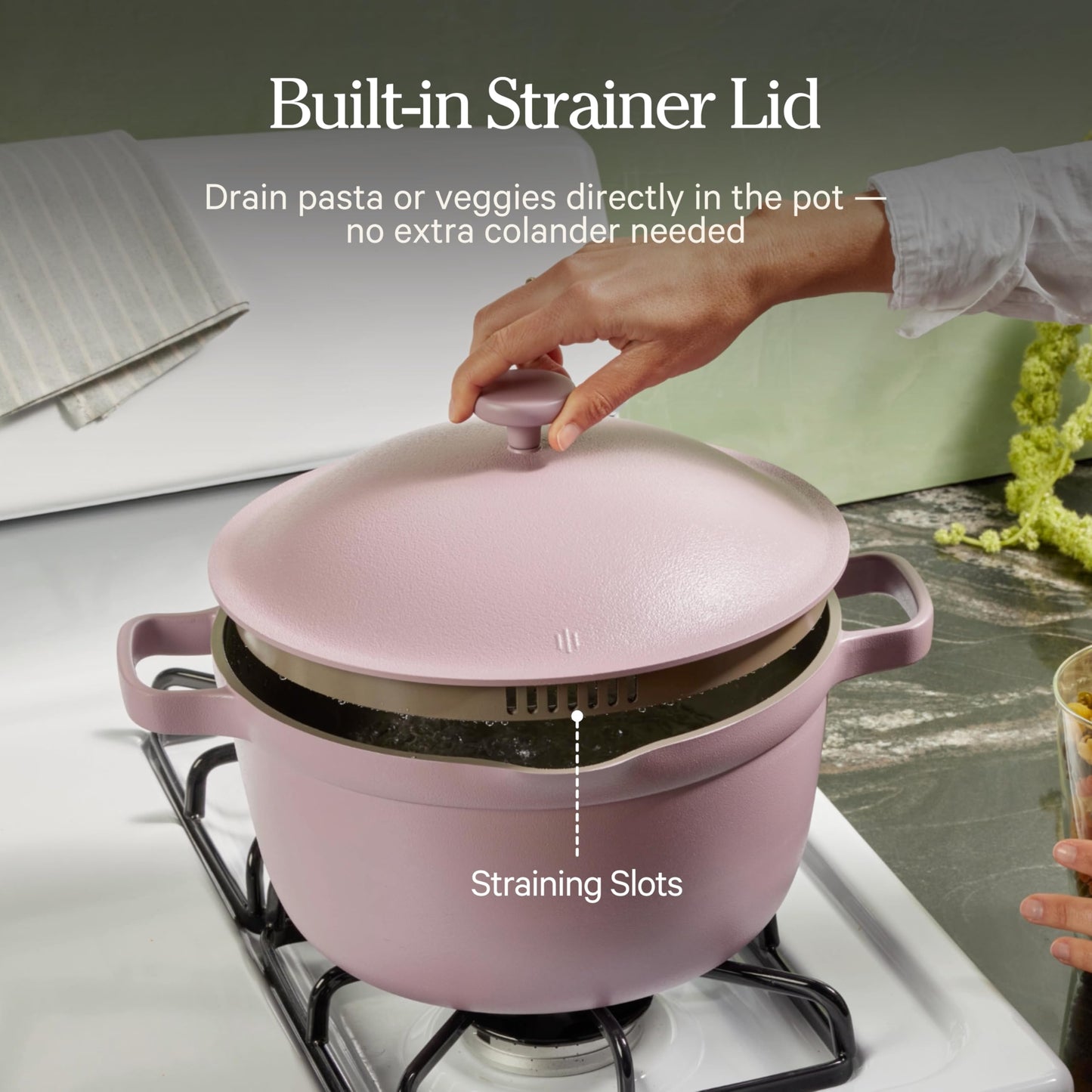 Our Place Perfect Pot | 5.5 Qt Ceramic Pot with Lid & Spatula | Patented 8-in-1, PFAS-Free Nonstick, Non-Toxic Cookware | Induction & Oven-Safe up to 450°F | Steam