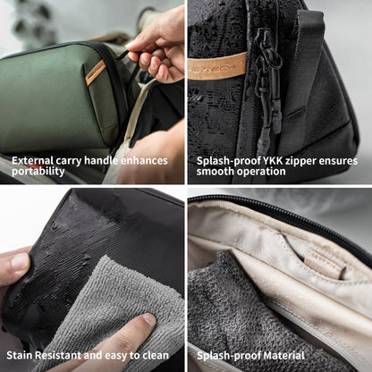 PGYTECH OneMo 2 25L-33L Camera Backpack with Shoulder Bag+Wash Pouch Hanging Toiletry Bag for Men, Waterproof Dopp Kit Travel Makeup Bag Organizer for Toiletries & Cosmetics, Black