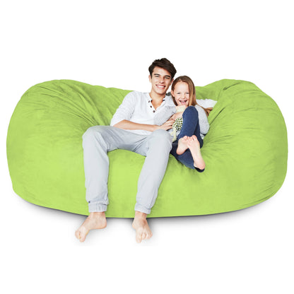 Lumaland Luxurious Giant 7ft Bean Bag Chair with Microsuede Cover - Ultra Soft, Foam Filling, Washable XXL Bean Bag Sofa for Kids, Teenagers, Adults - Sack Chair for Dorm, Family Room - Light Green