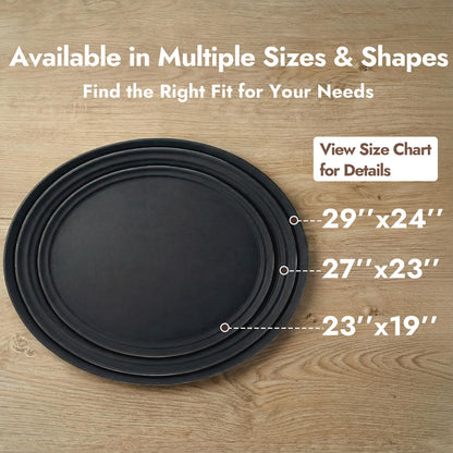 CURTA 2-Pack Restaurant Grade Non-Slip Tray, NSF, Oval 22-Inch x 27-Inch, Plastic Rubber Lined Round Serving Tray, Black