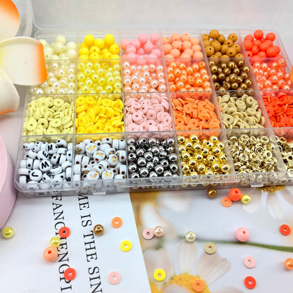 2220Pcs Fall Bracelets Beads Kit, Thanksgiving Fall Beads for Jewelry Making Autumn Yellow Orange Clay Beads Pearl Beads Round Loose Spacer Beads Heishi Beads Bulk for Necklace Earrings DIY Craft