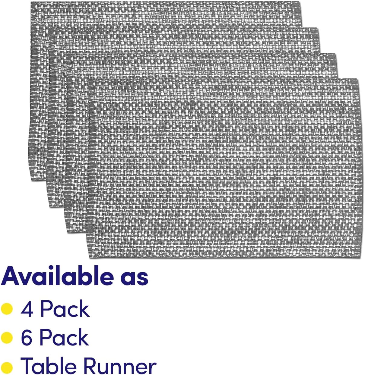 Sweet Home Collection 100% Cotton Placemats, Set of 6, Two Tone Woven Fabric, 13" x 19", Soft Durable Table Mat, Gray