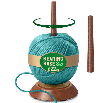 BARVA Yarn Holder Set 22 Lb Capacity for Chunky Yarn w/Extra Spindle | Smooth Bearing Spinner & Big Rubber Anti Slip Pads for Stability | European Wood Crochet Accessories & Fiber Crafts Pro Tools