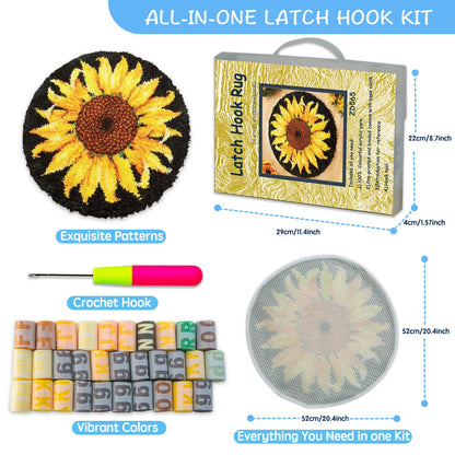 MIAOLLUN Hummingbird Flower Latch Hook Kits for Adults Beginner, DIY Bird Pre-Printed Canvas Rug Cushion Making Craft Embroidery Crochet Yarn Kit 52X38cm