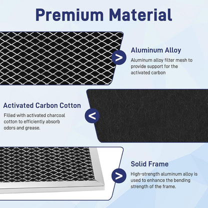 97007696 Range Hood Filter for Bro.an Range Hoods - Aluminum Mesh & Activated Carbon Cotton, 2 Pack, 8-3/4 x 10-1/2 x