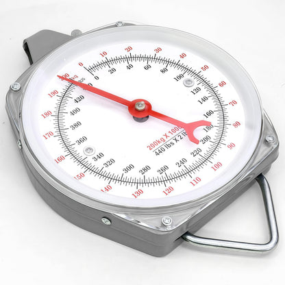 Eyes.sys 440lb/200kg. Big Game Scale，Large Capacity Hanging Spring Dial Weight Scale with 2 S-Hooks for Kitchen Fishing (Easy to Read Dial)