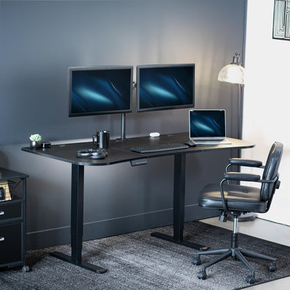 VIVO Electric 63 x 32 in Dual Motor Standing Desk, Memory Height Adjustment, 2B Series, Black Top Black Frame, DESK-KIT-2B1B