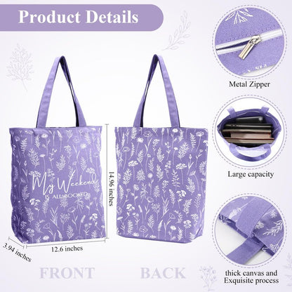 Havawish 14 Pcs Book Lovers Gifts for Women 16 oz Glass Cup Tote Bag A6 Journal Notebook Ballpoint Pens Highlighters Sticky Notes for Library Reader Bookworm Book Club(Purple,Aesthetic)