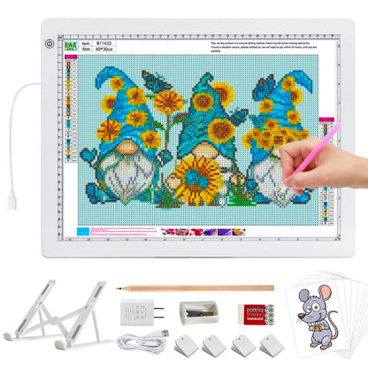 A3 LED Light Box for Tracing, elice Artist Drawing Lightbox Light Table Light Pad Light Copy Board, Up to 8000 Lux Super Bright Lightpad for Cricut Weeding Vinyl, Diamond Painting, Sketching (White)