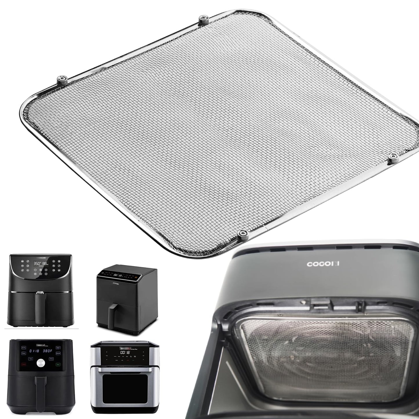 Kispog Magnetic Coil Covers Splatter Screen Compatible with Cosori TurboBlaze 6-6.8QT Instant Vortex 6/10QT - Air Fryer Heating Element Protection Extends Lifespan - Blocks 95% Grease & Smoke