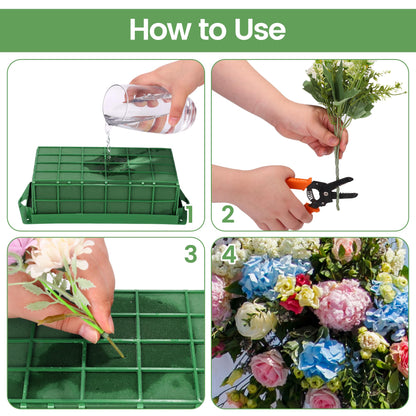Hahood 24 Packs Floral Foam Cage Rectangle Flower Cage Holders with Floral Foam Flower Arrangement Supplies for Fresh Flowers, Home Wedding Decorations, 11.8 x 4.3 x 3.1 Inches