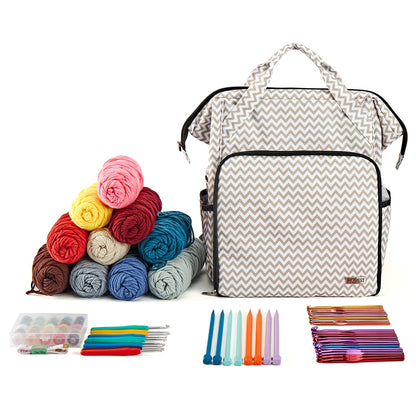 HOMEST Crochet Bag Organizer, Large Capacity Yarn Storage, Knitting Bag for Carrying Projects, Crocheting Hooks, Suppliers, Needles and Accessories, Ripple