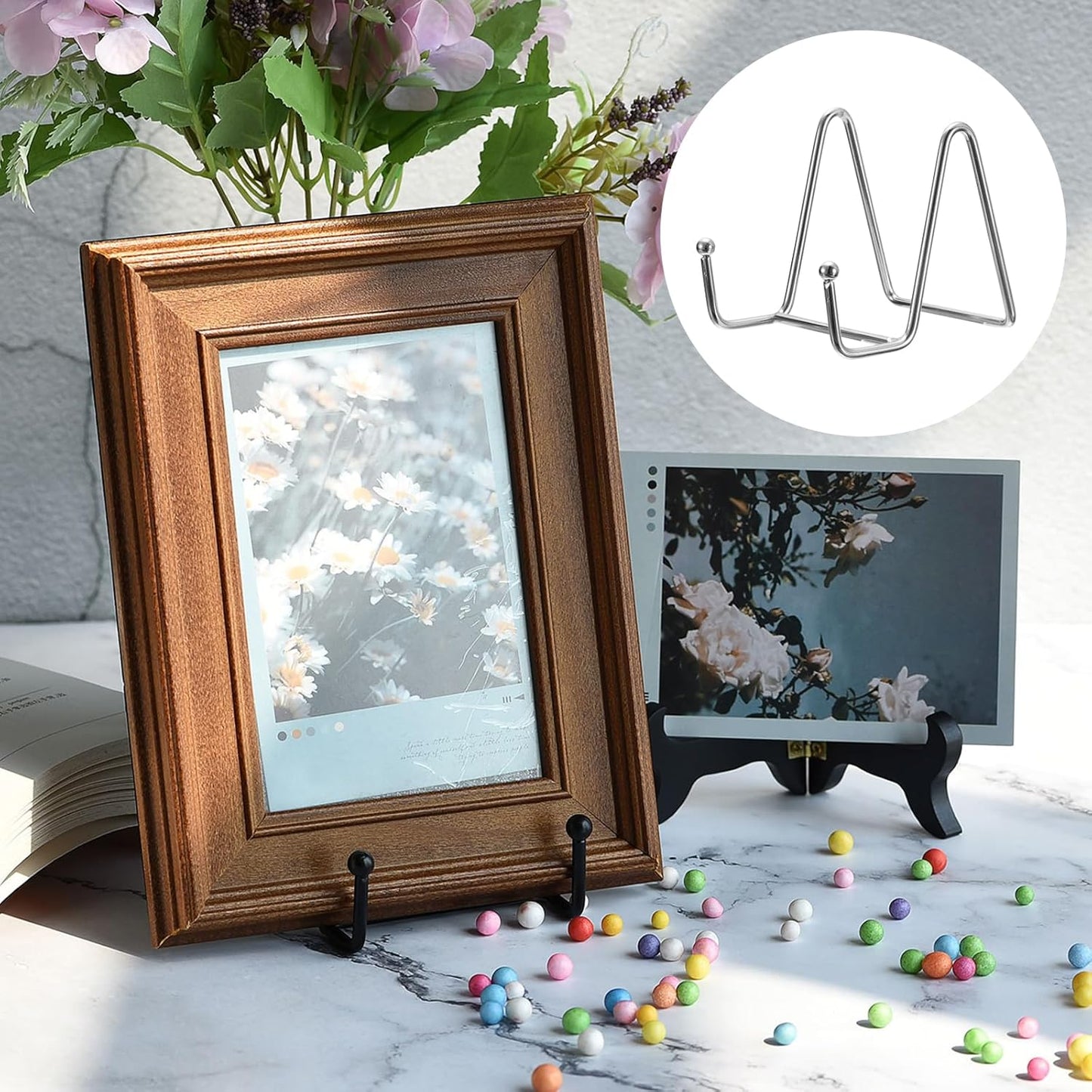 uxcell Plate Stand for Display, 5Pcs 3 Inch Iron Easel Holders for Decorative Plates, Pictures, Photo Books, Silver