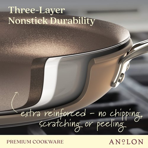 Anolon Ascend Hard Anodized Nonstick Frying Pan/Skillet - Good for All Stovetops (Gas, Glass Top, Electric & Induction), Dishwasher & Oven Safe with Stainless Steel Handle,10 Inch - Bronze