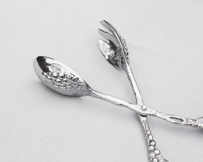 Arthur Court Designs Grape Pattern Heavy Duty Aluminum Serving Tongs, 10.5 inch Long, Polished Salad Servers
