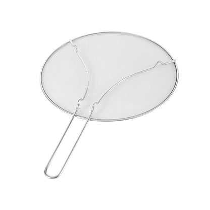 Restaurantware Splatter Screen 1 Count 13" Fine Mesh Cover Stainless Steel Splatter Guard with Resting Feet Cooking Protector for Frying Pan, Cooking Pots, Saute, Grease and Oil, Kitchen Tool