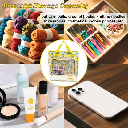 Mdoker Knitting Bags and Totes Organizers Large Crochet Bag Lightweight Yarn Bags for Travel Yarn Storage Organizers for Crochet Hooks,Yarn,Knitting & Crochet Supplies (Yellow Lemon)