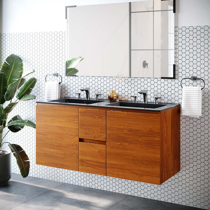 Modway EEI-5815-CHE-BLK Scenic 48" Double Wall-Mount Bathroom Vanity, Cherry Black