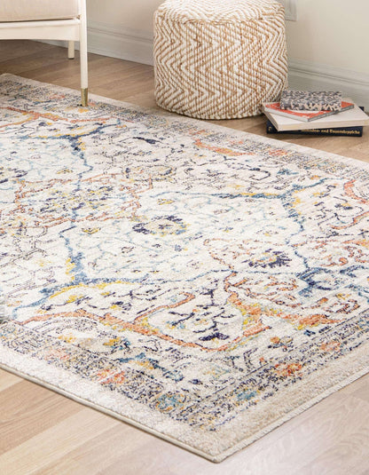 Unique Loom Lola Collection Area Rug - Vivacious (10' x 12' 4" Rectangle, Ivory/Blue)