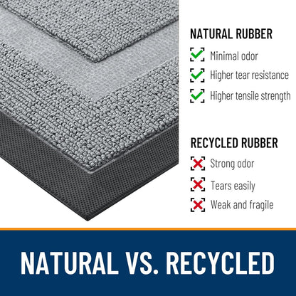 OLANLY Indoor Outdoor Front Door Mat - Waterproof All-Season Doormat, Easy Clean, 47x17, Ash Gray
