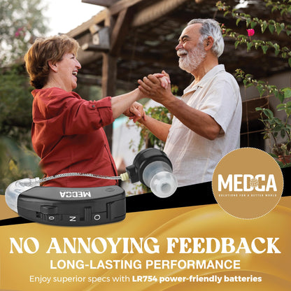 Behind the Ear Sound Amplifier - BTE Hearing Ear Amplification Device and Digital Hearing Aids for Seniors PSAD for the Hard of Hearing, Noise Reducing, Black, By MEDca