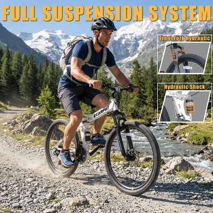 richvelo 26 Inch Foldable Mountain Bike, 21 Speed with Double Shock Effect, High Carbon Steel Frame, Double-Kill Disc Brake System, Unique Design and Ergonomic Frame & Cushion, White