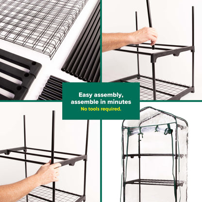 Gardman R687 4-Tier Mini Greenhouse, 27" Long x 18" Wide x 63" High Black