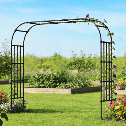 Garden Arch Trellis,114 x102.4 in Extra Wide Sturdy Metal Arbor for Climbing Plants,Grape Trellis Vine Support for Flower Vegetable,Wedding Arch Backdrop Stand for Ceremony Party