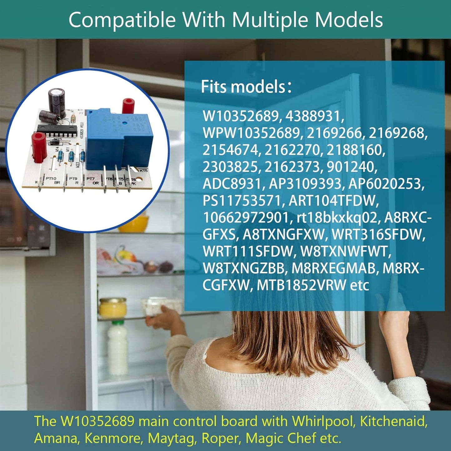 4388931 Defrost Control Board Replacement for Refrigerator Model WPW10352689, Main Control Board