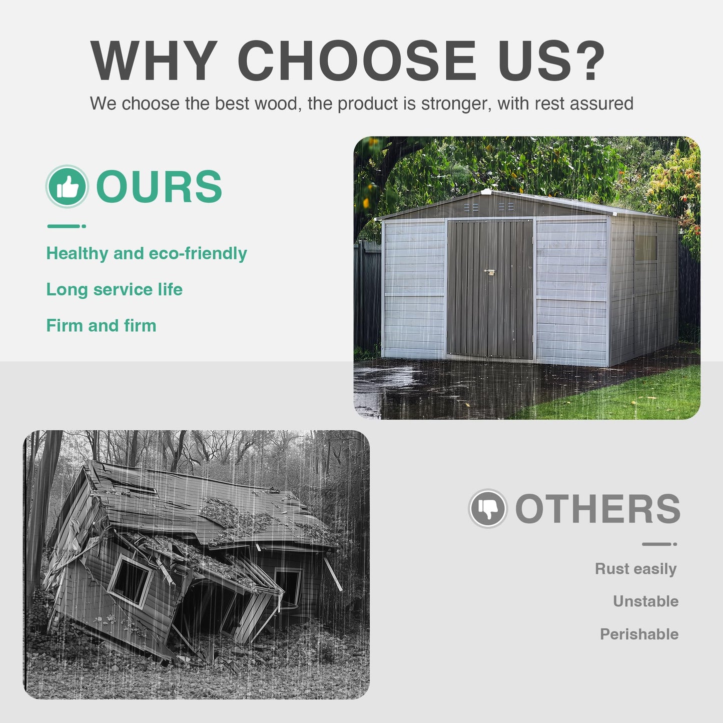 Jaxenor 6x4 FT Outdoor Wood Storage Shed, Garden Tool Shed with Windows, Outside Storage Shed Waterproof for Backyard, Garden, Patio, 4 Vents (Without Floor) Gray