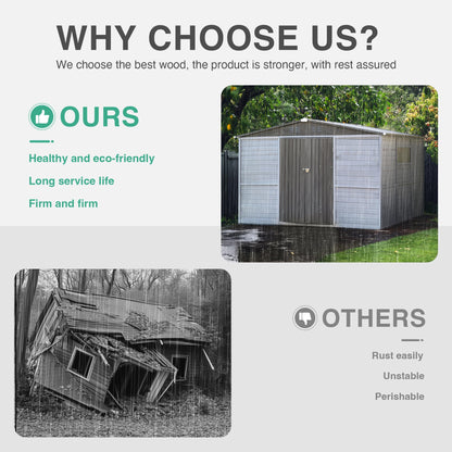 Jaxenor 8x10 FT Outdoor Wood Storage Shed, Garden Tool Shed with Windows, Outside Storage Shed Waterproof for Backyard, Garden, Patio, 4 Vents (Without Floor) Gray