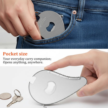 Uinxan Jar Bottle Can Opener for Seniors Arthritis Weak Hands-Easy Twist Off Small Caps (0.6"-2.7"), Pop Top & Pull Tab Seals,Patent Unique Portable Multifunction Gadget for Elderly/Women/Men (Silver)