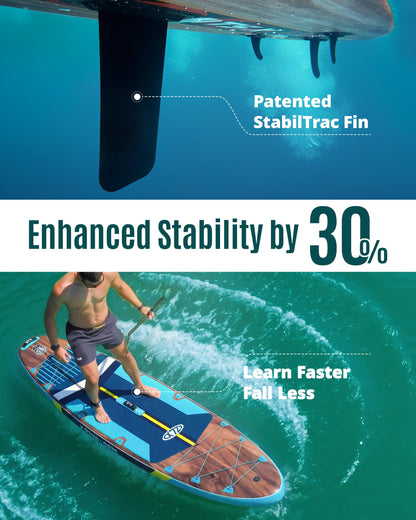 ZLX 11'6"x35" Ultra Wide Inflatable Stand Up Paddle Board | Stable Non-Slip Deck Pad, Unique Fin System, Premium SUP Accessories & Backpack - Upgraded Pump for Adults, All Skill Levels
