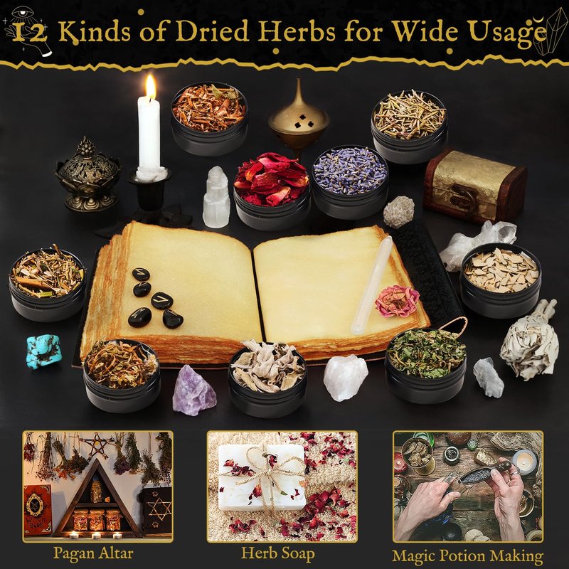 Witchy Advent Calendar 2025 for Adult Teens, 25 Day Christmas Countdown Calendar with Healing Crystal Natural Gemstone and Witchcraft Accessories for Women