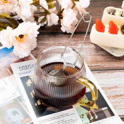 Yinder Loose Leaf Tea Infuser Stainless Steel Mesh Snap Tea Ball Strainers with Handle Metal(Silver)