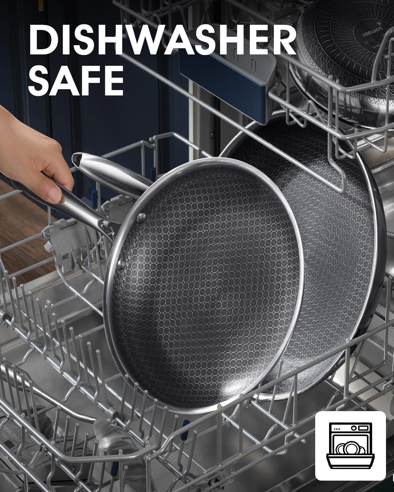 USELUCK Non Stick Frying Pans with Lid,8/10/12 inch Skillet Set,Update Coating.Compatible with All Cooktops,Oven Safe,Dishwasher Safe,PFAS-Free.