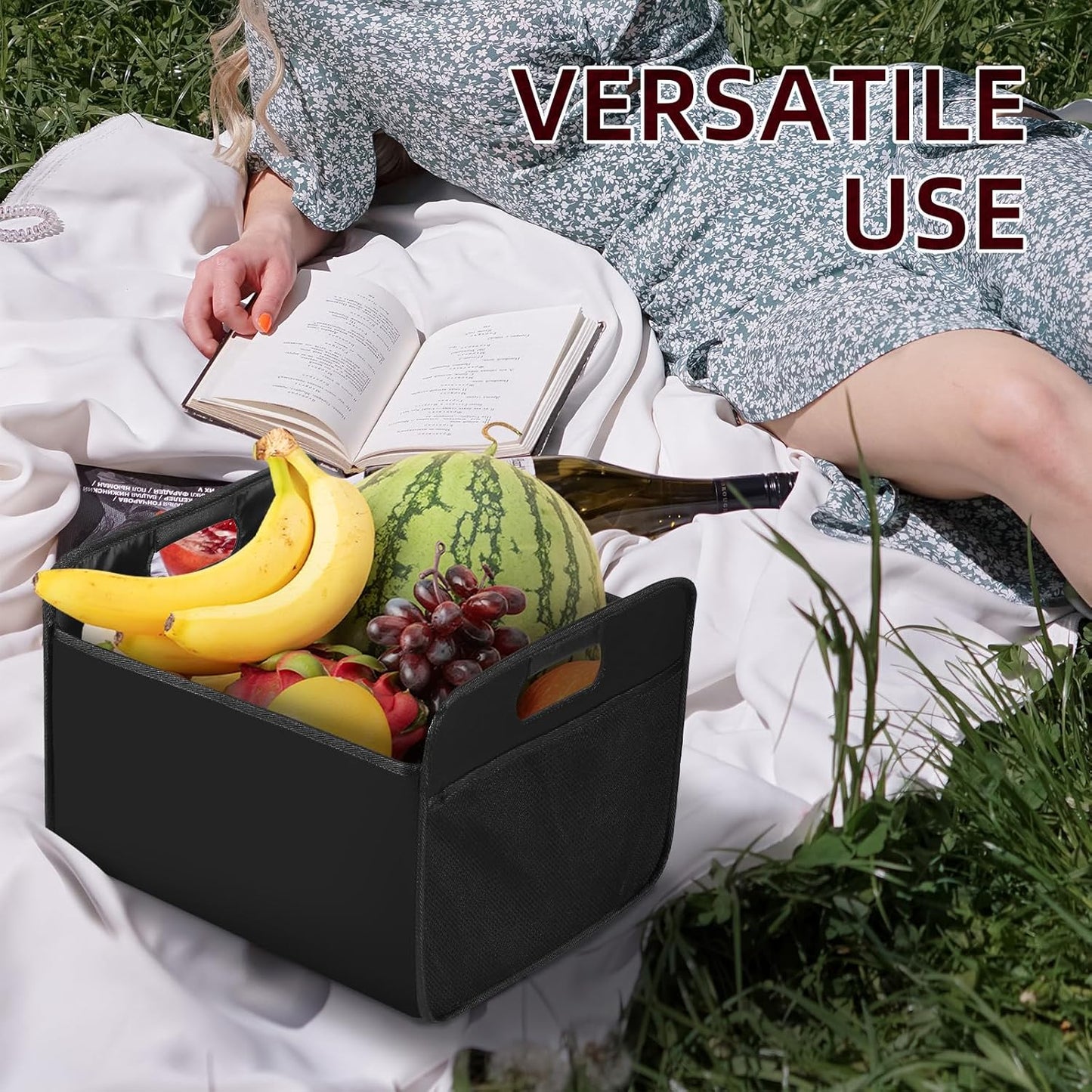 12 Bottle Wine Carrier - Collapsible Premium Felt Tote with Handles for Travel, Party, Picnic, Black