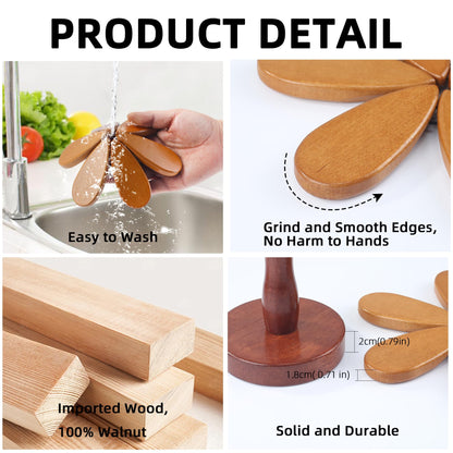 Hinpote Wooden Trivets for Hot Dishes, Trivet Tree Christmas Tree Trivet Coasters Set of 5 for Hot Pot Pans Bowls Drinks Plates, Table Decor Coaster for Home and Restaurant