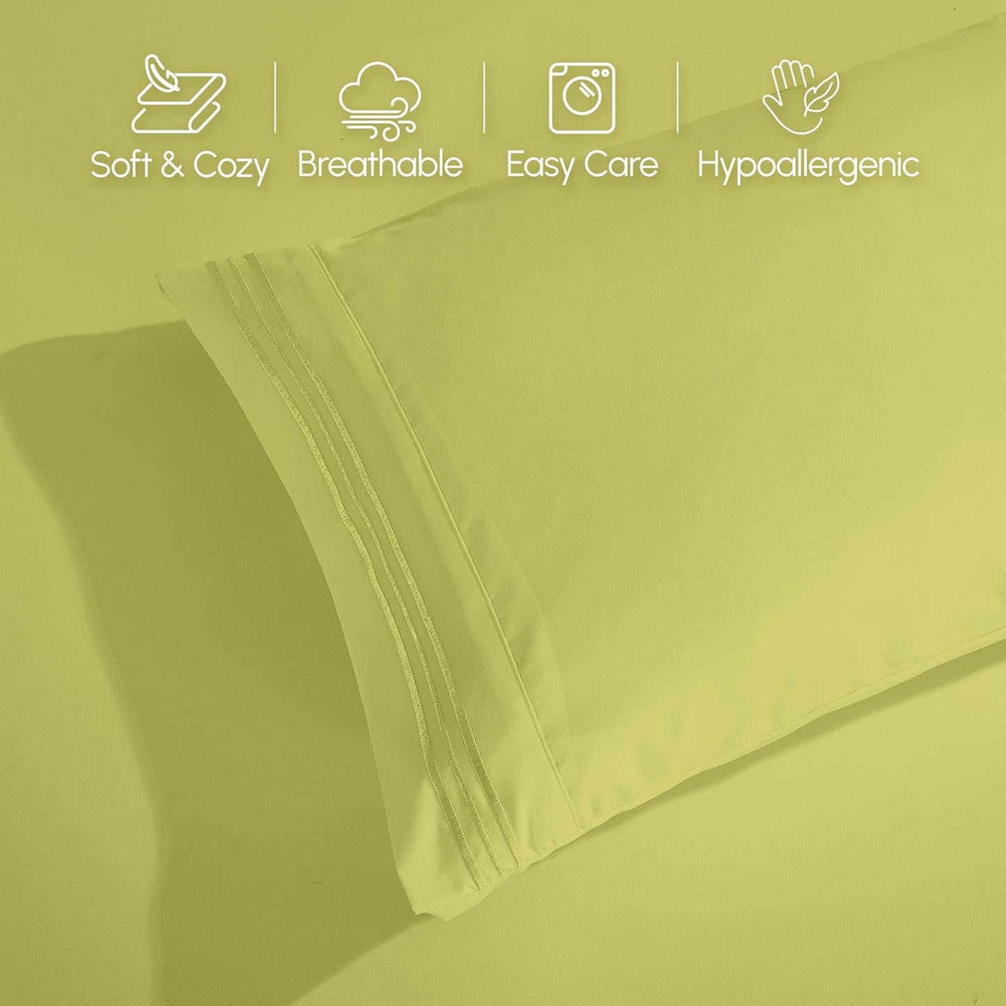 1500 4-Piece Set, Elegant Comfort Luxurious Premium Hotel Quality Microfiber Three Line Embroidered Softest Bed Sheet